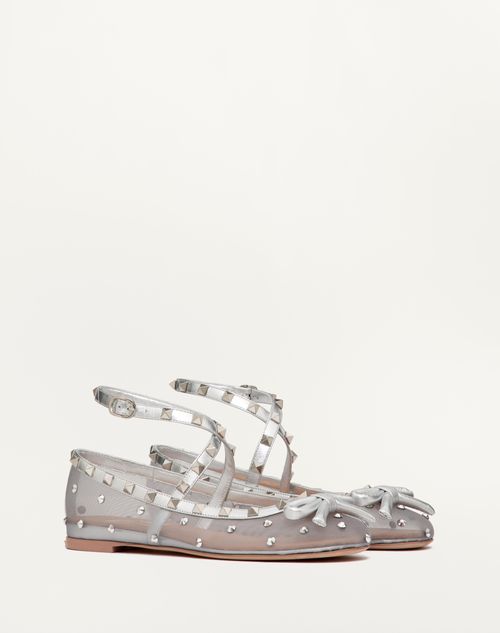 Valentino BALLERINA ROCKSTUD DE MALLA CON CRISTALES
