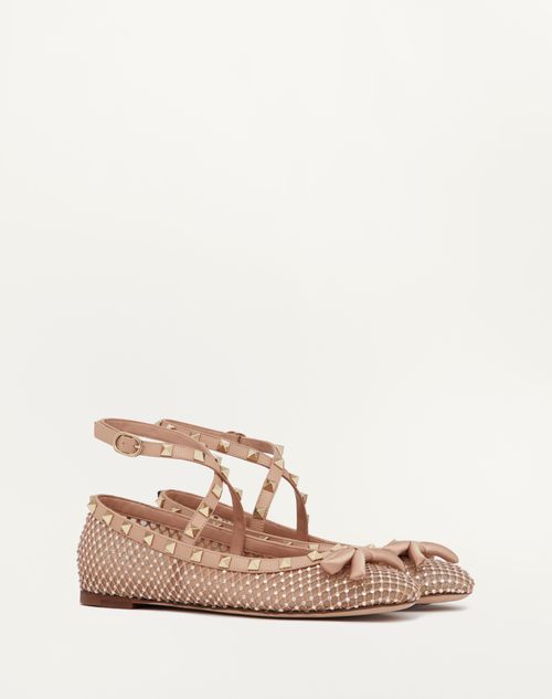 Valentino BALLERINA ROCKSTUD DE MALLA CON CRISTALES