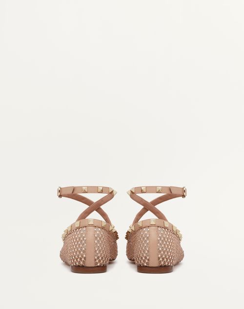 Valentino BALLERINA ROCKSTUD DE MALLA CON CRISTALES