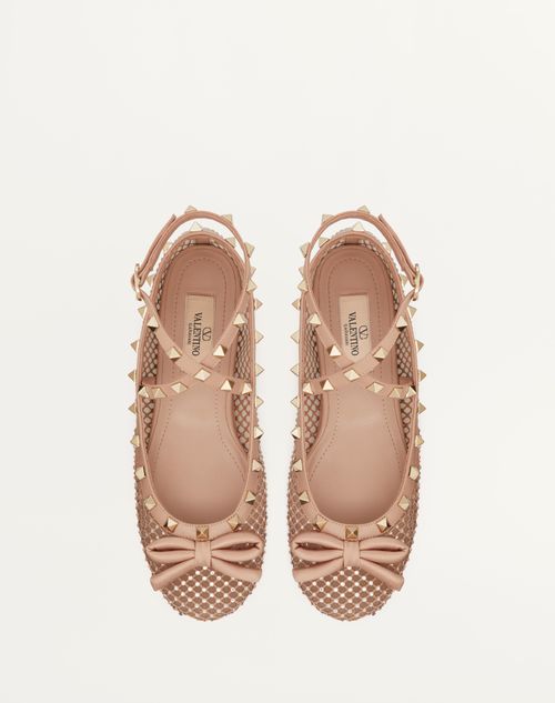 Valentino BALLERINA ROCKSTUD DE MALLA CON CRISTALES