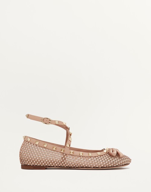 Valentino BALLERINA ROCKSTUD DE MALLA CON CRISTALES