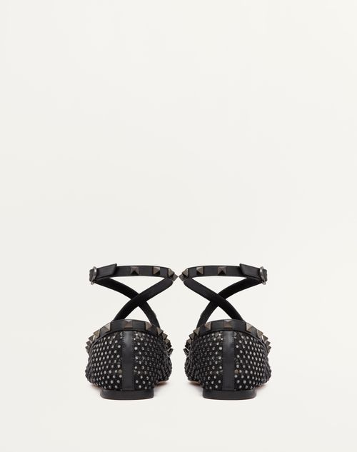 Valentino BALLERINA ROCKSTUD DE MALLA CON CRISTALES Y TACHUELAS A TONO