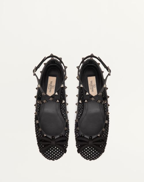 Valentino BALLERINA ROCKSTUD DE MALLA CON CRISTALES Y TACHUELAS A TONO