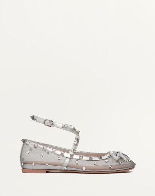 Valentino BALLERINA ROCKSTUD DE MALLA CON CRISTALES