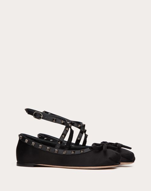 Valentino BALLERINA ROCKSTUD DE SATÉN CON STUDS TONO SOBRE TONO