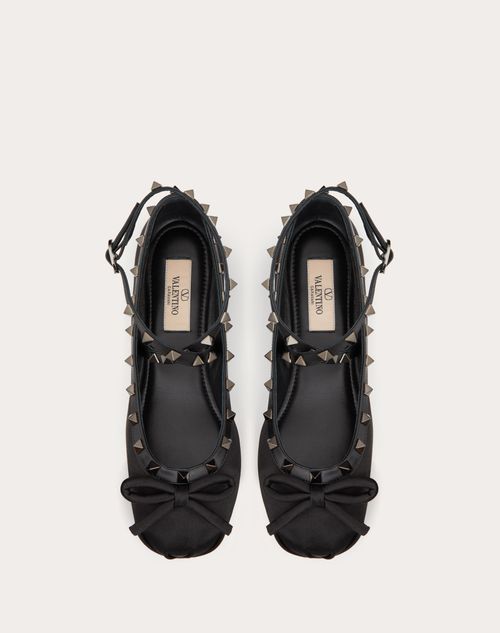 Valentino BALLERINA ROCKSTUD DE SATÉN CON STUDS TONO SOBRE TONO