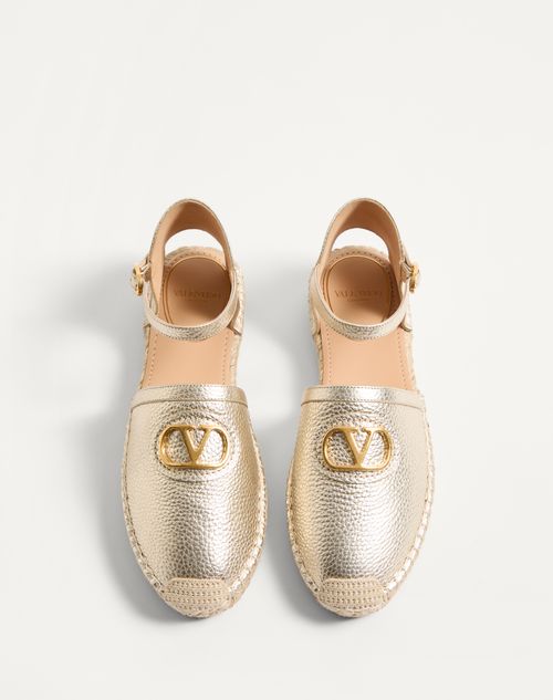 Valentino BALLERINA VLOGO SIGNATURE DE CUERO DE BECERRO GRANEADO Y LAMINADO CON TACÓN DE 25 MM