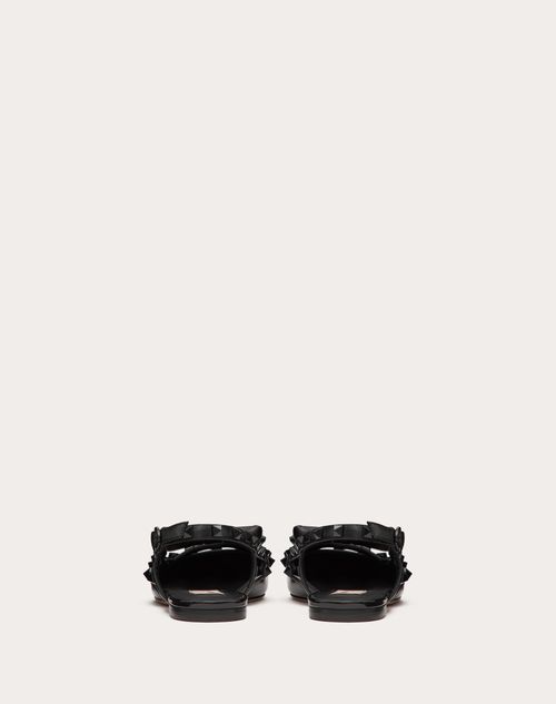 Valentino BALLERINAS ROCKSTUD DE CHAROL CON MOÑO Y CORREAS TRASERAS Y STUDS TONO SOBRE TONO