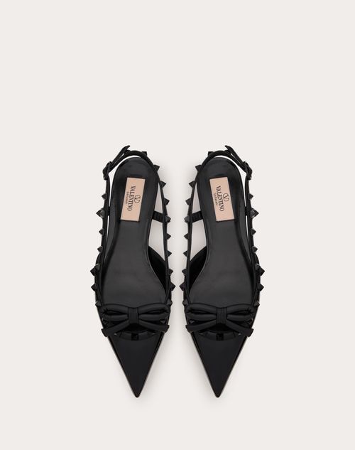 Valentino BALLERINAS ROCKSTUD DE CHAROL CON MOÑO Y CORREAS TRASERAS Y STUDS TONO SOBRE TONO