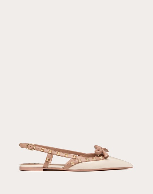 Valentino BALLERINAS ROCKSTUD DE CHAROL CON MOÑO Y CORREAS TRASERAS