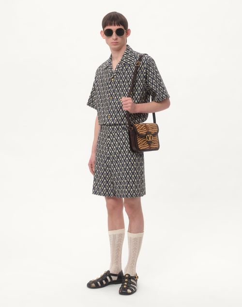 Valentino BERMUDA DE POPELINA DE ALGODÓN CON ESTAMPADO TOUTE LA V