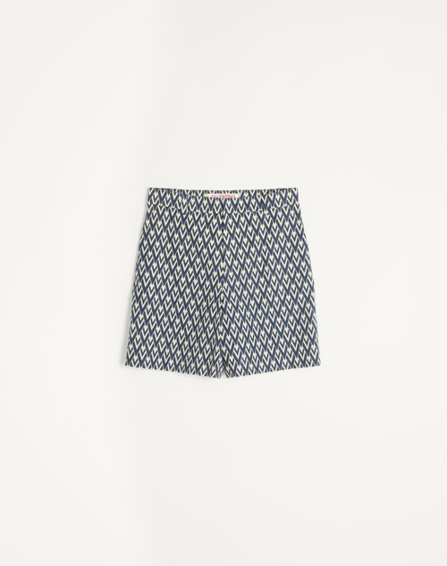 Valentino BERMUDA DE POPELINA DE ALGODÓN CON ESTAMPADO TOUTE LA V