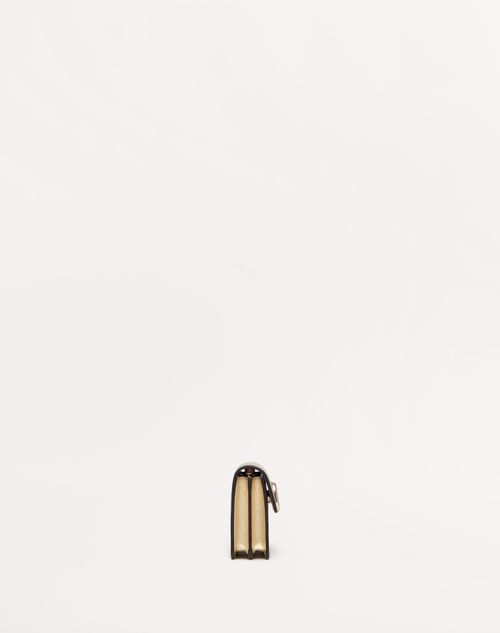 Valentino BILLETERA DE CUERO GRANEADO Y METALIZADO DE BECERRO CON CADENA Y CON EL VLOGO SIGNATURE