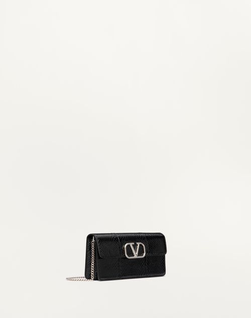 Valentino BILLETERA VLOGO SIGNATURE DE CUERO DE SERPIENTE CON CADENA