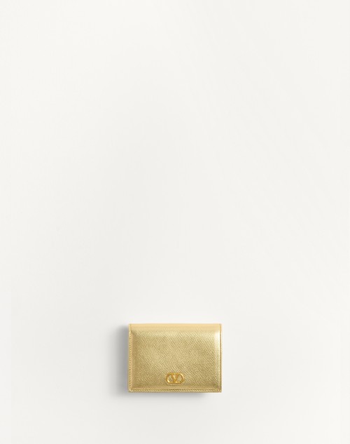 Valentino BILLETERA VLOGO SIGNATURE DE CUERO GRANEADO Y LAMINADO DE BECERRO