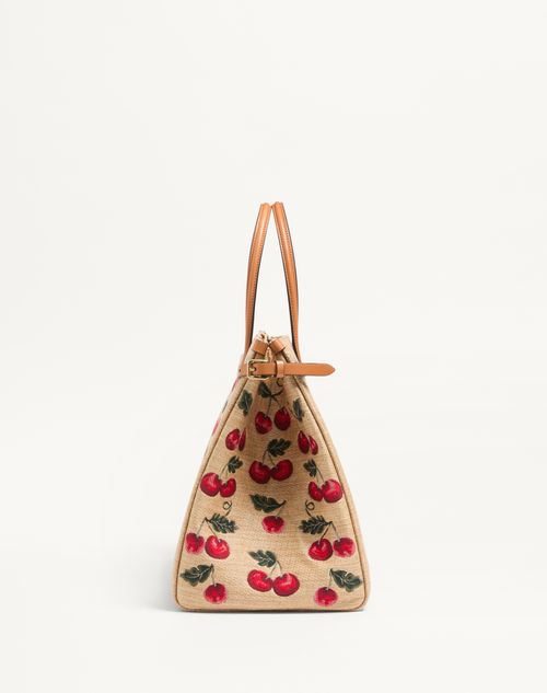 Valentino BOLSO DE COMPRAS MEDIANO VALENTINO GARAVANI ANTIBES DE RAFIA JACQUARD SINTÉTICA