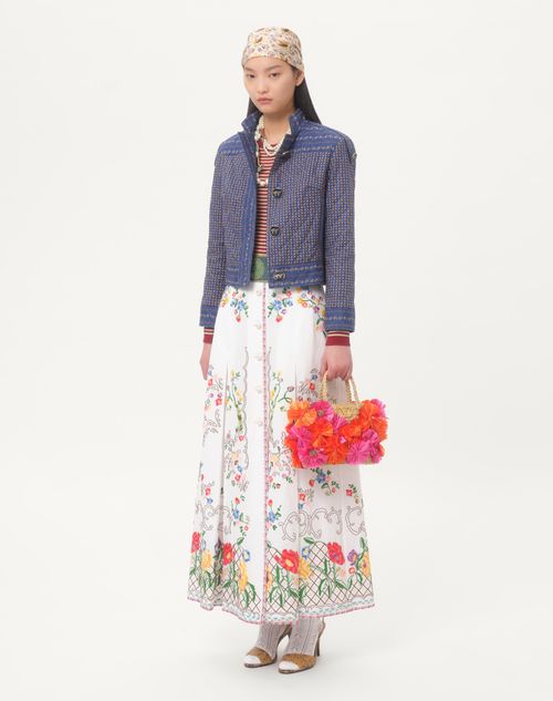 Valentino BOLSO DE COMPRAS PEQUEÑO DE RAFIA SINTÉTICA CON FLORES Y CUENTAS