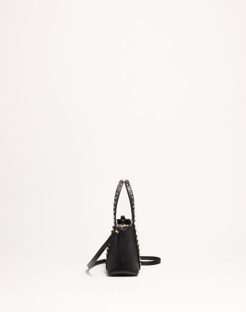 Valentino BOLSO DE COMPRAS PEQUEÑO VALENTINO GARAVANI ROCKSTUD DE CUERO DE BECERRO GRANEADO