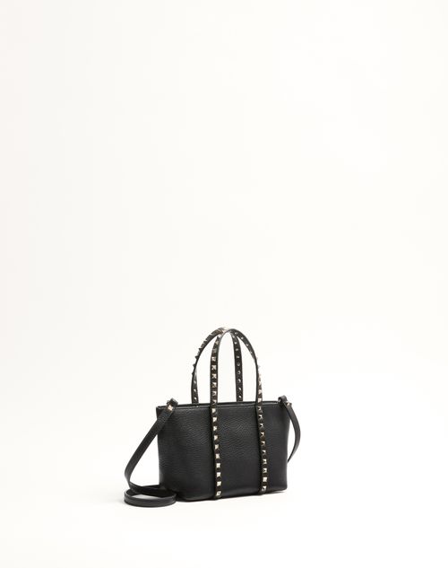 Valentino BOLSO DE COMPRAS PEQUEÑO VALENTINO GARAVANI ROCKSTUD DE CUERO DE BECERRO GRANEADO
