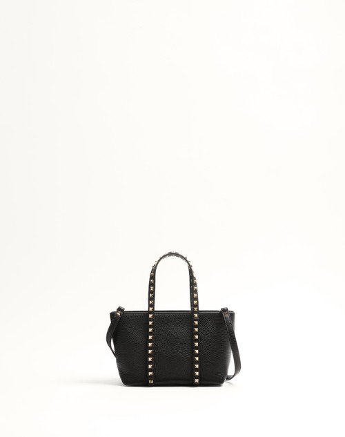 Valentino BOLSO DE COMPRAS PEQUEÑO VALENTINO GARAVANI ROCKSTUD DE CUERO DE BECERRO GRANEADO