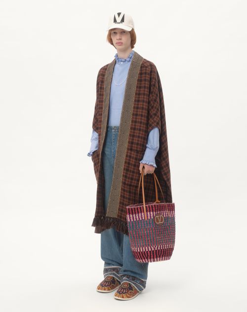 Valentino BOLSO DE COMPRAS VLOGO SIGNATURE DE RAFIA