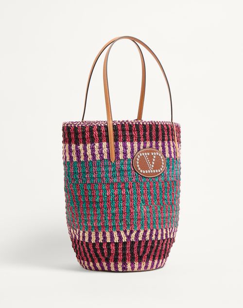 Valentino BOLSO DE COMPRAS VLOGO SIGNATURE DE RAFIA