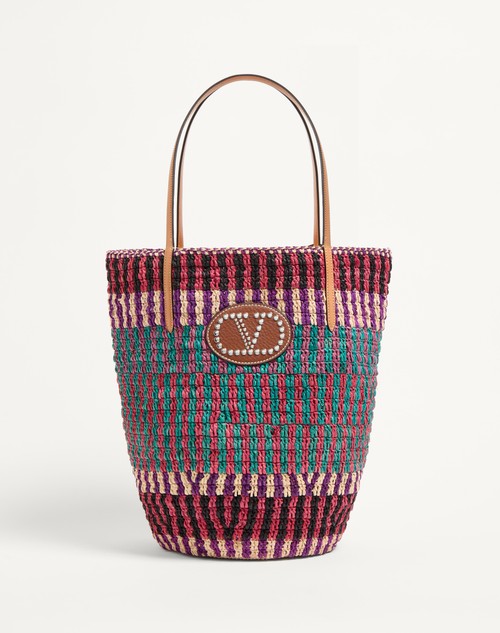 Valentino BOLSO DE COMPRAS VLOGO SIGNATURE DE RAFIA