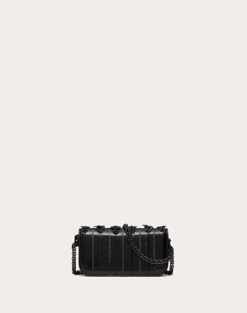 Valentino BOLSO DE HOMBRO PEQUEÑO VALENTINO GARAVANI LOCÒ BORDADO DE CUERO DE ANGUILA