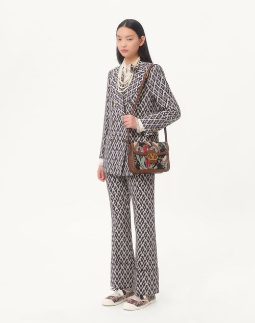 Valentino BOLSO DE HOMBRO VALENTINO GARAVANI 9A5 DE JACQUARD Y CUERO DE LAGARTO