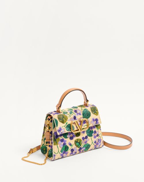 Valentino BOLSO DE MANO PEQUEÑO VALENTINO GARAVANI VSLING DE RAFIA SINTÉTICA BORDADA