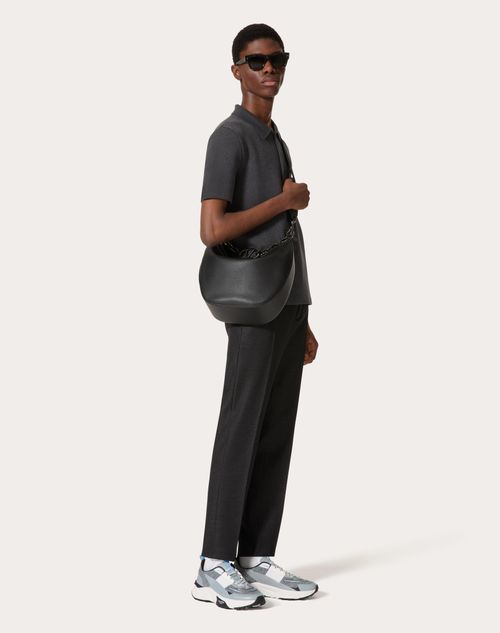 Valentino BOLSO HOBO MEDIANO VLOGO MOON DE CUERO GRANEADO DE BECERRO CON CADENA