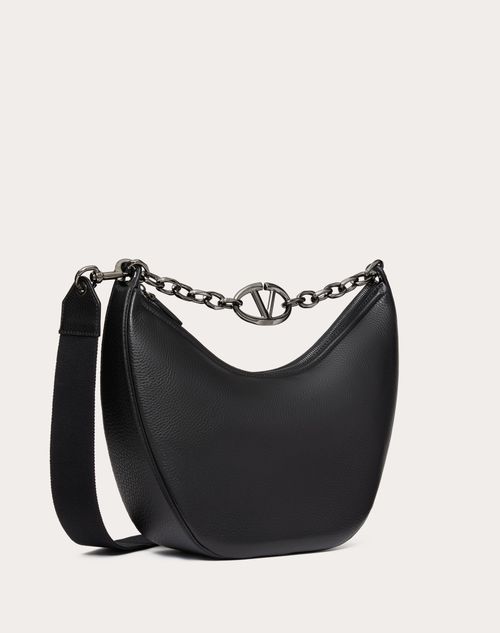 Valentino BOLSO HOBO MEDIANO VLOGO MOON DE CUERO GRANEADO DE BECERRO CON CADENA