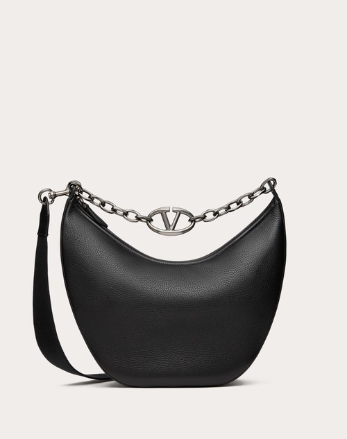 Valentino BOLSO HOBO MEDIANO VLOGO MOON DE CUERO GRANEADO DE BECERRO CON CADENA