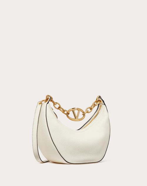 Valentino BOLSO HOBO PEQUEÑO MOON DE CUERO DE BECERRO GRANEADO CON CADENA Y EL VLOGO