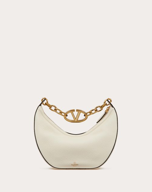 Valentino BOLSO HOBO PEQUEÑO MOON DE CUERO DE BECERRO GRANEADO CON CADENA Y EL VLOGO