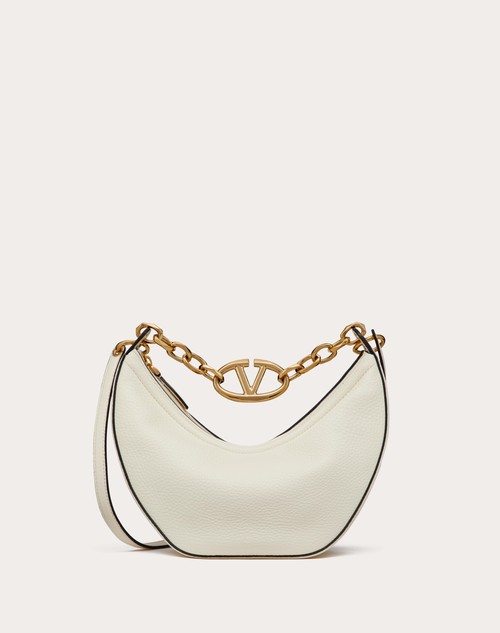 Valentino BOLSO HOBO PEQUEÑO MOON DE CUERO DE BECERRO GRANEADO CON CADENA Y EL VLOGO