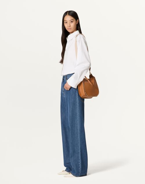 Valentino BOLSO HOBO ROCKSTUD DE CUERO GRANEADO DE BECERRO