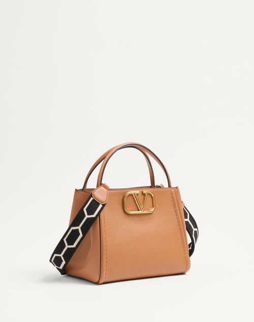 Valentino BOLSO MEDIANO VALENTINO GARAVANI ALLTIME EN CUERO GRANULADO DE BECERRO CON CORREA DE CINTA DE JACQUARD