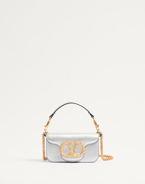 Valentino BOLSO PEQUEÑO DE HOMBRO VALENTINO GARAVANI LOCÒ DE CUERO LAMINADO DE BECERRO CON EL LOGO DE JOYERÍA