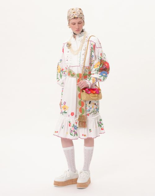 Valentino BOLSO PEQUEÑO DE HOMBRO VALENTINO GARAVANI LOCÒ DE RAFIA SINTÉTICA CON FLORES TRIDIMENSIONALES Y CUENTAS