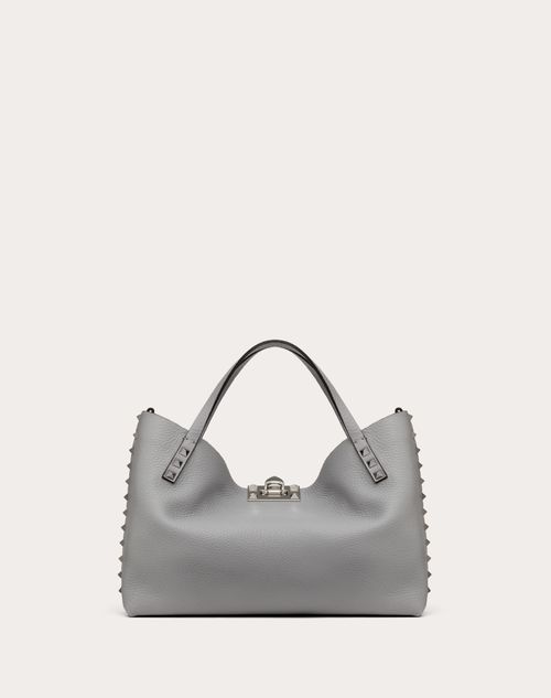 Valentino BOLSO PEQUEÑO VALENTINO GARAVANI ROCKSTUD DE CUERO DE BECERRO GRANEADO CON FORRO EN CONTRASTE