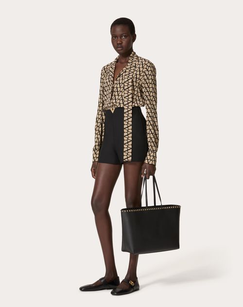 Valentino BOLSO SHOPPER ROCKSTUD DE PIEL DE BECERRO GRANULADA