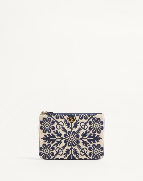 Valentino BOLSO TIPO SOBRE VLOGO SIGNATURE EN TELA JACQUARD CON ESTAMPADO FLORAL