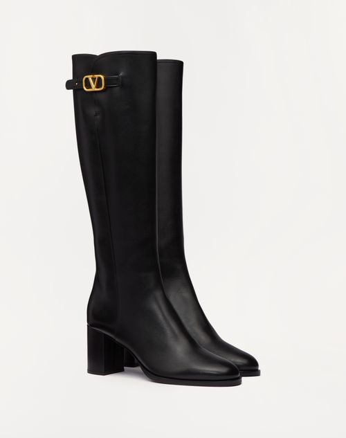 Valentino BOTA DE CUERO DE BECERRO CON EL VLOGO SIGNATURE Y CON TACÓN DE 70 MM