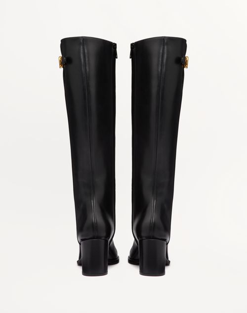 Valentino BOTA DE CUERO DE BECERRO CON EL VLOGO SIGNATURE Y CON TACÓN DE 70 MM