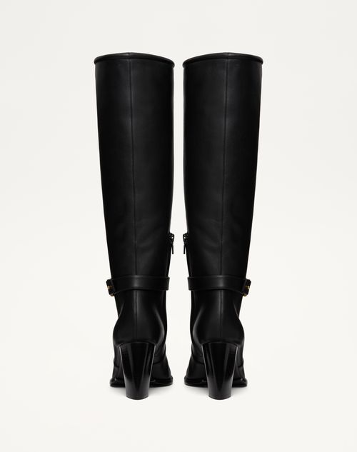 Valentino BOTA DE CUERO DE BECERRO CON EL VLOGO SIGNATURE Y CON TACÓN DE 75 MM