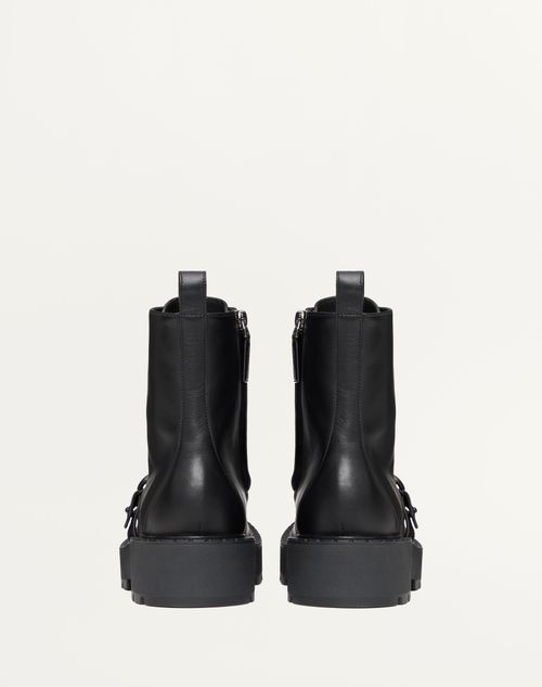 Valentino BOTA MILITAR DE CUERO DE BECERRO CON EL VLOGO SIGNATURE Y TACÓN DE 45 MM