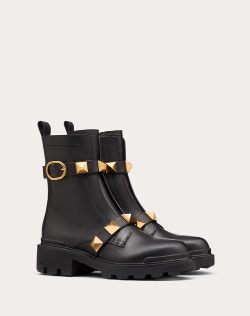Valentino BOTAS MILITARES ROMAN STUD DE PIEL DE BECERRO CON TACÓN DE 40 MM