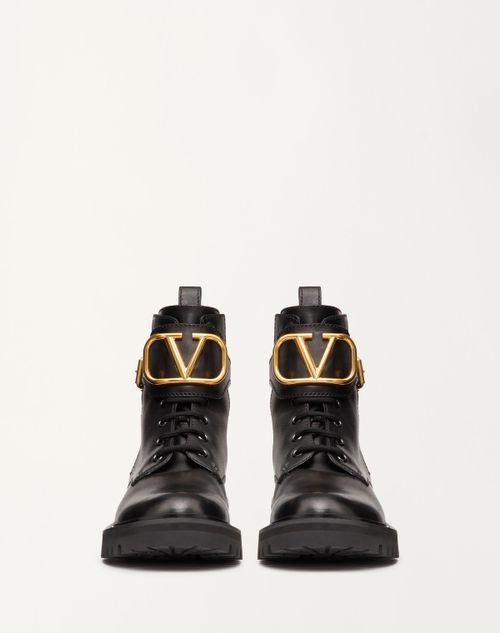 Valentino BOTAS TIPO MILITAR VLOGO SIGNATURE DE PIEL DE BECERRO CON TACÓN DE 35 MM