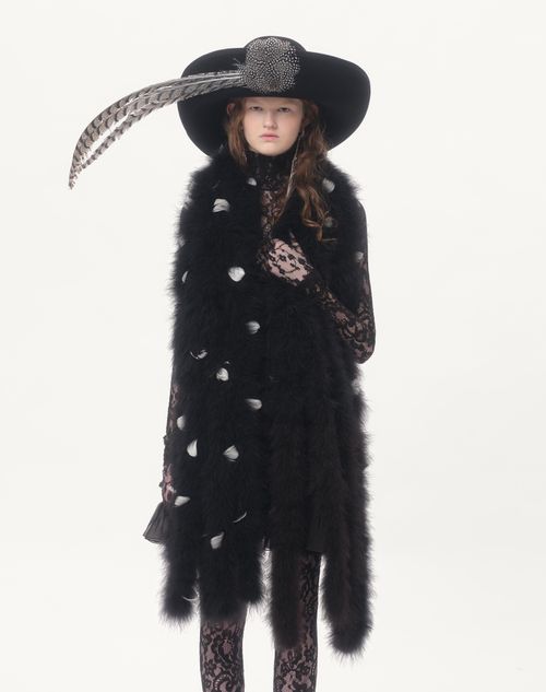 Valentino BUFANDA VALENTINO CON PLUMAS DE PAVO Y GANSO